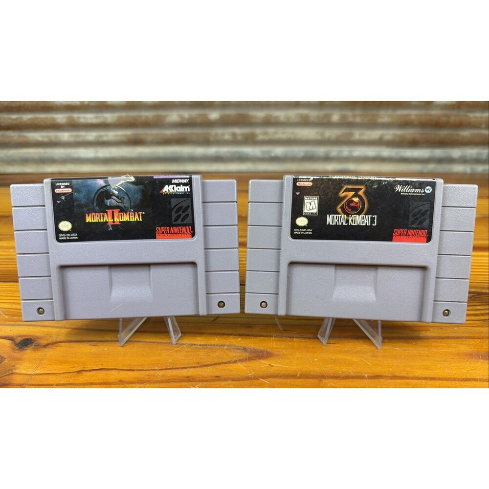 Lot of 2 Mortal Kombat II & Mortal Kombat 3 SNES Super Nintendo Games Tested